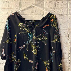 ✨ Worthington Woman Black Floral High-Low Blouse | Flowy Workwear Top | Size 3X